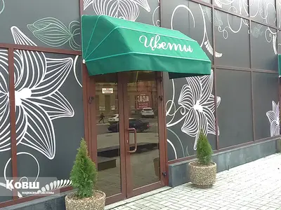 Ковшова маркіза з малюнком над квітковим магазином